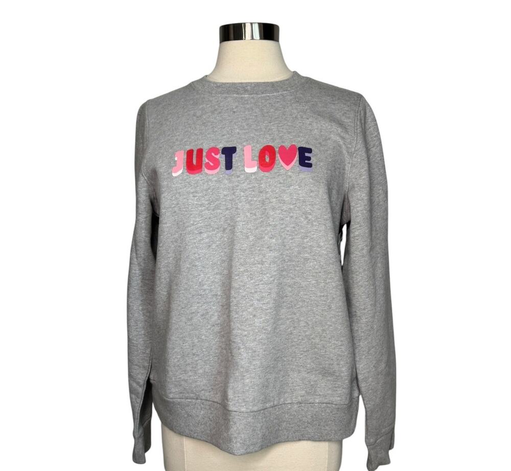 Halogen Valentine's Large Gray Heather LOVE Graphic Sweatshirt NWT Nordstrom